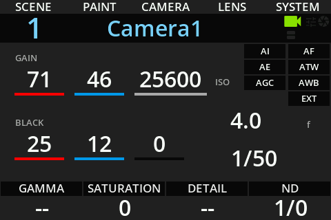 Cyanview RCP home screen